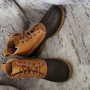 LL Bean rain boots ladies sz 9 leather upper